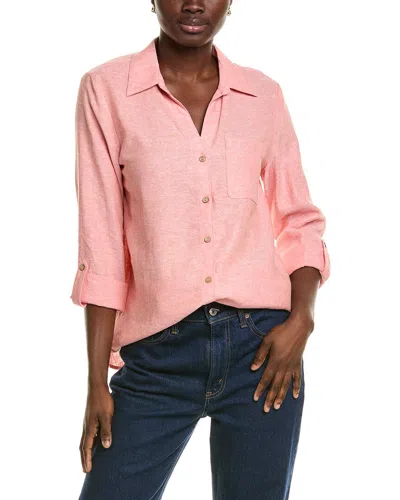 JONES NEW YORK BUTTON FRONT LINEN-BLEND TUNIC