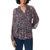 Jones New York Button Front Peasant Top In Jones Black Multi