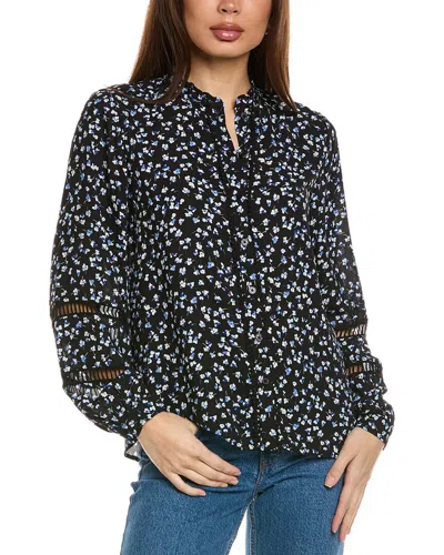 Jones New York Button Front Top In Black