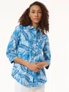 Jones New York Floral Linen Blend Button-up Shirt In Multi
