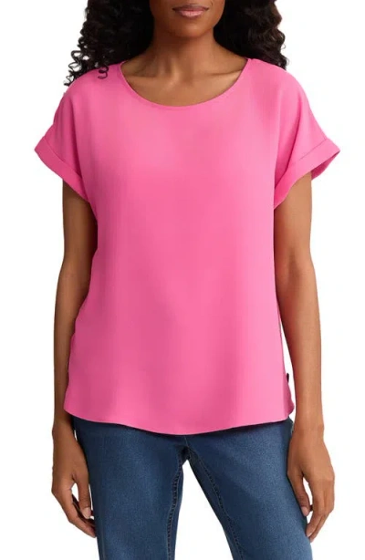 Jones New York Jasper Crepe Button Detail Blouse In Pink
