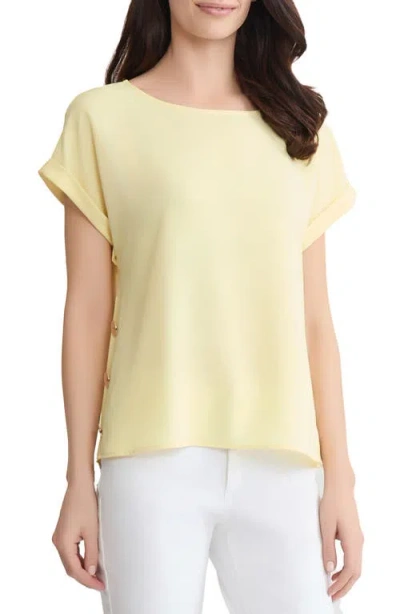 Jones New York Womens Short Sleeve Side Button Blouse In Yellow