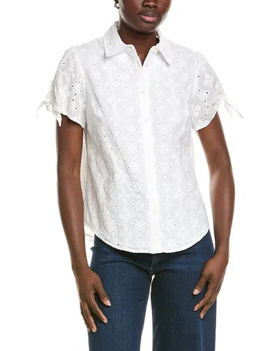 Jones New York Button Tie Sleeve Blouse In Multi