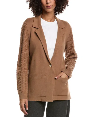 Jones New York Cable Sleeve Sweater Blazer In Brown