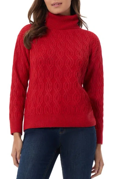 Jones New York Cable Stitch Turtleneck Sweater In Red