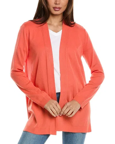 Jones New York Cardigan Sweater Womens Coral Relaxed Fit Open Front Fts1368 In Orange