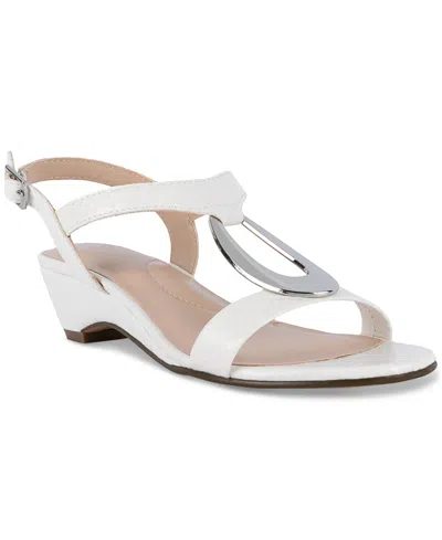 Jones New York Carmeyy Strappy Slingback Wedge Sandals In White-www