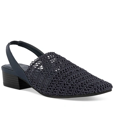 Jones New York Carolton Embroidered Slingback Shoes In Navy