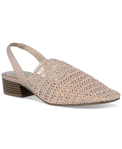 Jones New York Carolton Embroidered Slingback Shoes In Rose Gold