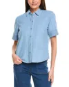 Jones New York Chambray Button Front Top In Blue