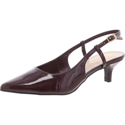 Jones New York Charla Womens Adjustable Manmade Slingback Heels In Burgundy Patent