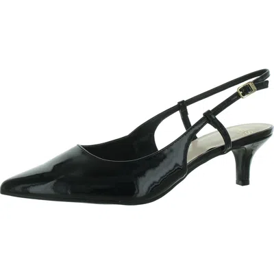 Jones New York Charla Womens Patent Pointed Toe Kitten Heels In Black