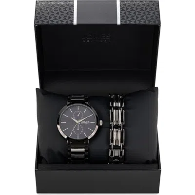 Jones New York Chronograph Bracelet Watch & Bracelet Set, 42mm X 47mm In Gray