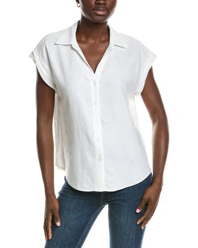 Jones New York Classic Linen-blend Blouse In White