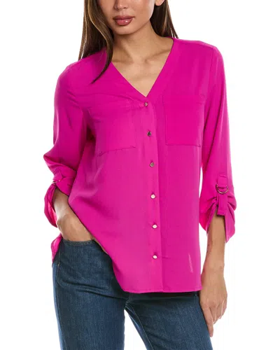 Jones New York Collarless Tunic In Purple