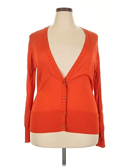 Pre-owned Jones New York Collection Cardigan Sweater In Orange