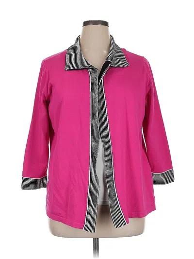 Pre-owned Jones New York Collection Cardigan Sweater In Pink