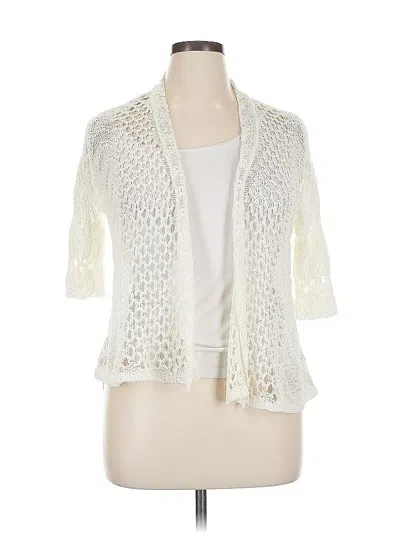 Pre-owned Jones New York Collection Cardigan Sweater In White