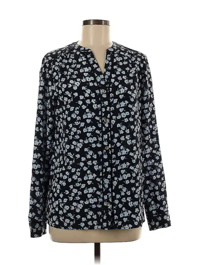 Pre-owned Jones New York Collection Long Sleeve Blouse In Black