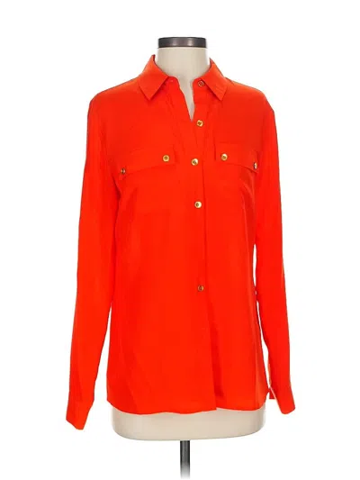 Pre-owned Jones New York Collection Long Sleeve Blouse In Orange