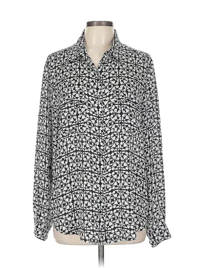 Pre-owned Jones New York Collection Long Sleeve Blouse In Silver