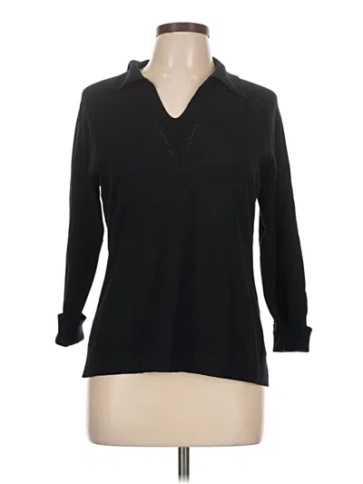 Pre-owned Jones New York Collection Long Sleeve Polo Shirt In Black