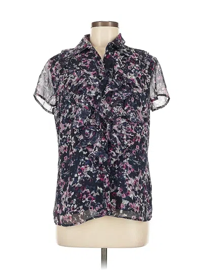 Pre-owned Jones New York Collection Short Sleeve Blouse In Purple