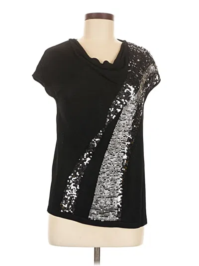 Pre-owned Jones New York Collection Short Sleeve Top Black V-neck Tops