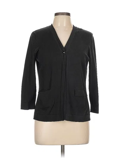 Pre-owned Jones New York Collection Silk Cardigan Sweater In Black
