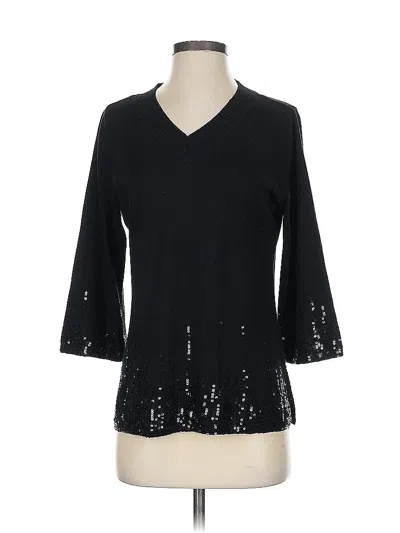 Pre-owned Jones New York Collection Silk Pullover Sweater In Black