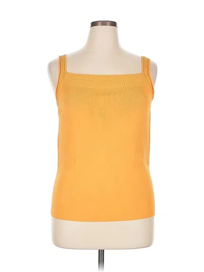 Pre-owned Jones New York Collection Tank Top Yellow Square Neckline Tops
