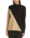 Jones New York Colorblock Mock Neck Sweater In Black
