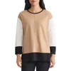 Jones New York Color Block Knit Top In Brown
