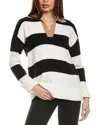 Jones New York Stripe Polo Sweater In Black