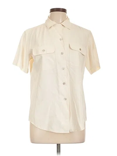 Pre-owned Jones New York Country Short Sleeve Blouse In White