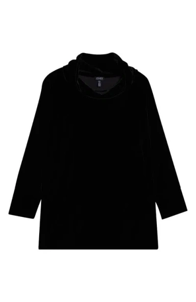 Jones New York Cowl Neck Velour Top In Black
