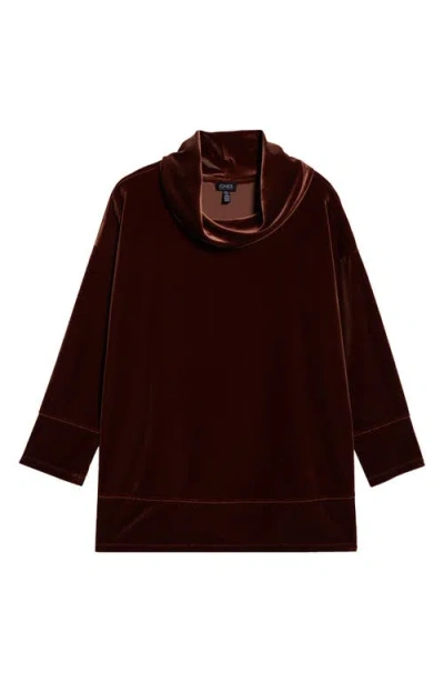 Jones New York Cowl Neck Velour Top In Brown