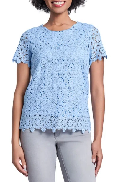 Jones New York Crochet Top In Chintz Blue
