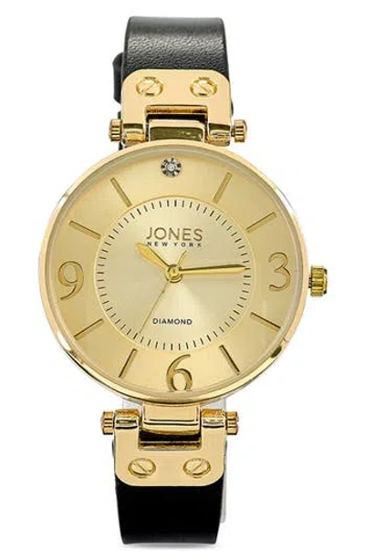 Jones New York Crystal Leather Strap Watch, 34mm In Gold