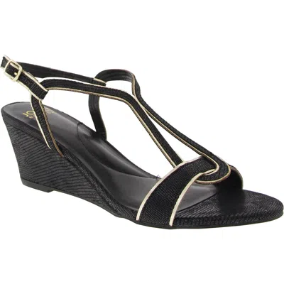 Jones New York Denera Womens Strappy Manmade Wedge Sandals In Black