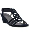 Jones New York Denice Womens Open Toe Cushioned Footbed Wedge Sandals In Navy