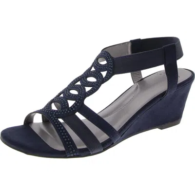 JONES NEW YORK DENICE WOMENS EMBELLISHED WEDGE STRAPPY SANDALS