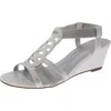 Jones New York Denice Womens Open Toe Cushioned Footbed Wedge Sandals In Silver