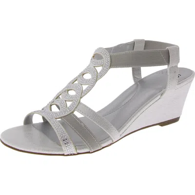JONES NEW YORK DENICE WOMENS EMBELLISHED WEDGE STRAPPY SANDALS