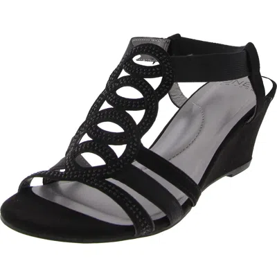 Jones New York Denice Womens Open Toe Cushioned Footbed Wedge Sandals In Black