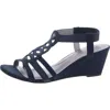Jones New York Denice Womens Open Toe Cushioned Footbed Wedge Sandals In Blue