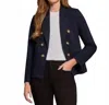 Jones New York Denim Faux Double-breasted Blazer In Dark Blue In Multi