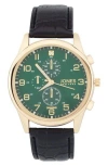 Jones New York Diamond Chronograph Croc Embossed Leather Strap Watch, 42mm In Black