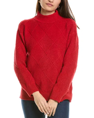Jones New York Women's Diamond-stitch Mock-neck Sweater In Red
