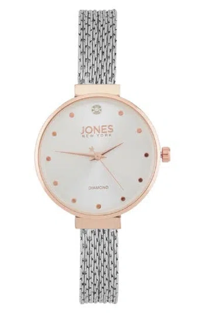 Jones New York Diamond Two-tone Quartz Mesh Bracelet Watch, 36mm In Multi